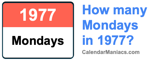 How many Mondays in 1977? Mondays in 1977