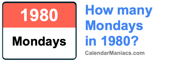 How many Mondays in 1980? Mondays in 1980