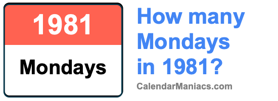 How many Mondays in 1981? Mondays in 1981
