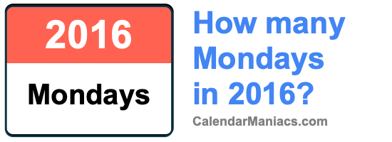 How many Mondays in 2016? Mondays in 2016