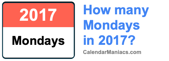 How many Mondays in 2017? Mondays in 2017