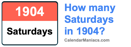 How many Saturdays in 1904? Saturdays in 1904