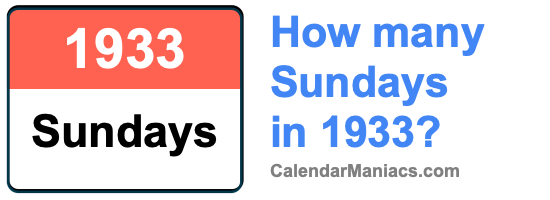 How many Sundays in 1933? Sundays in 1933