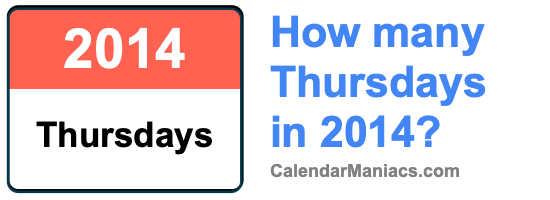 How many Thursdays in 2014? Thursdays in 2014