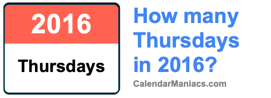 How many Thursdays in 2016? Thursdays in 2016