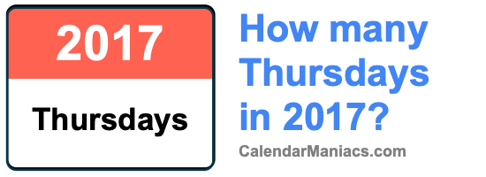 How many Thursdays in 2017? Thursdays in 2017