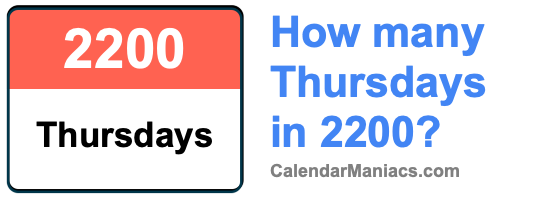 How many Thursdays in 2200? Thursdays in 2200