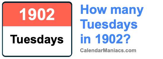 How many Tuesdays in 1902? Tuesdays in 1902