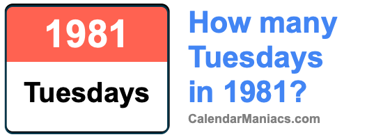How many Tuesdays in 1981? Tuesdays in 1981