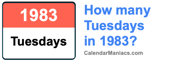 How many Tuesdays in 1983? Tuesdays in 1983