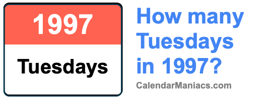 How many Tuesdays in 1997? Tuesdays in 1997