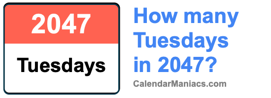 How many Tuesdays in 2047? Tuesdays in 2047