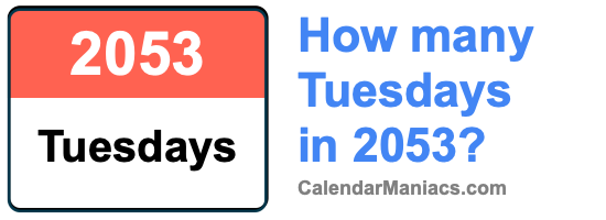 How many Tuesdays in 2053?