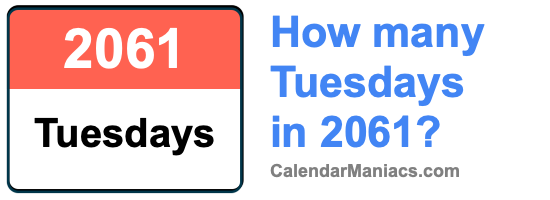 How many Tuesdays in 2061? Tuesdays in 2061