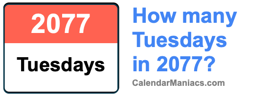 How many Tuesdays in 2077? Tuesdays in 2077