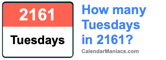 How many Tuesdays in 2161? Tuesdays in 2161