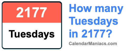 How many Tuesdays in 2177? Tuesdays in 2177
