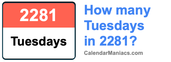 How many Tuesdays in 2281? Tuesdays in 2281
