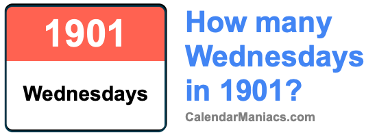 How many Wednesdays in 1901? Wednesdays in 1901