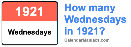 How many Wednesdays in 1921? Wednesdays in 1921