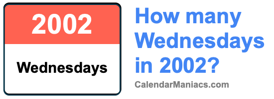 How many Wednesdays in 2002? Wednesdays in 2002