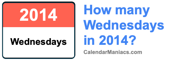 How many Wednesdays in 2014? Wednesdays in 2014