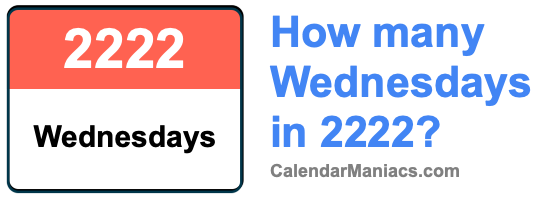 How many Wednesdays in 2222? Wednesdays in 2222