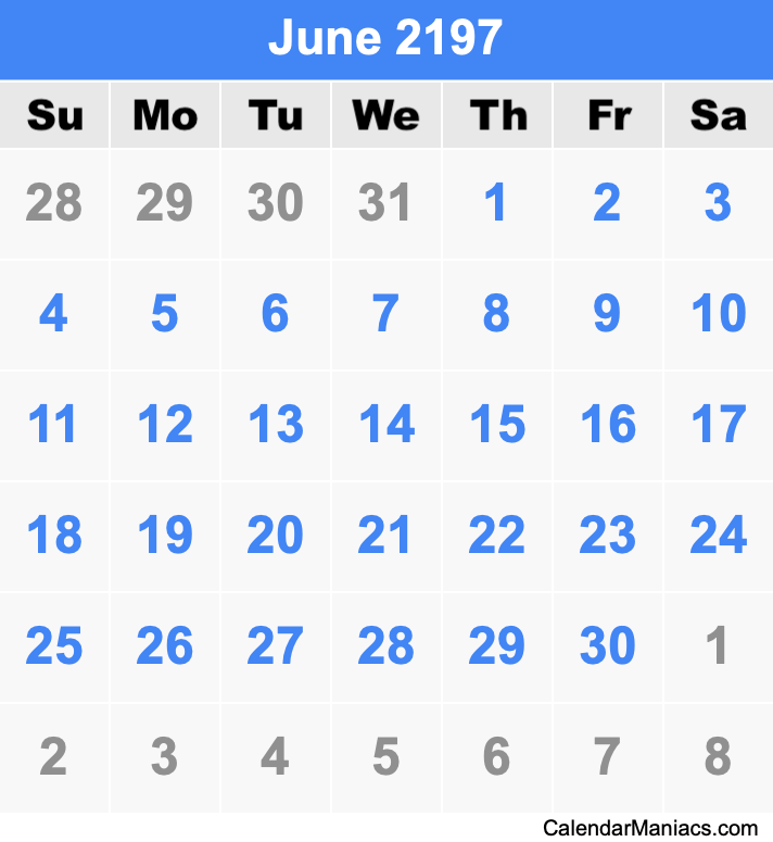 June 2197 Calendar