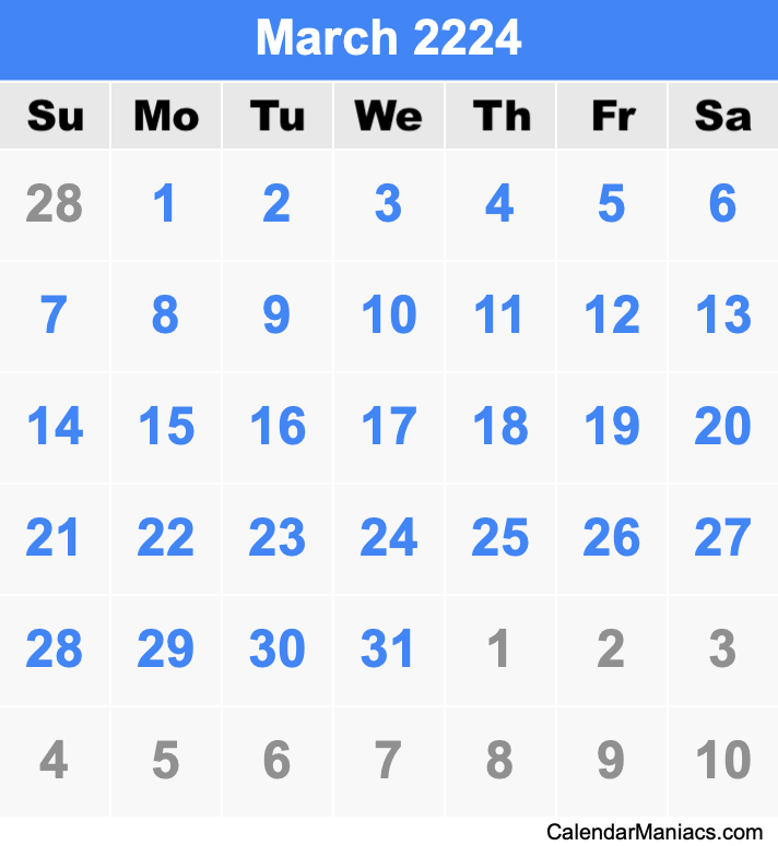 March 2224 Calendar