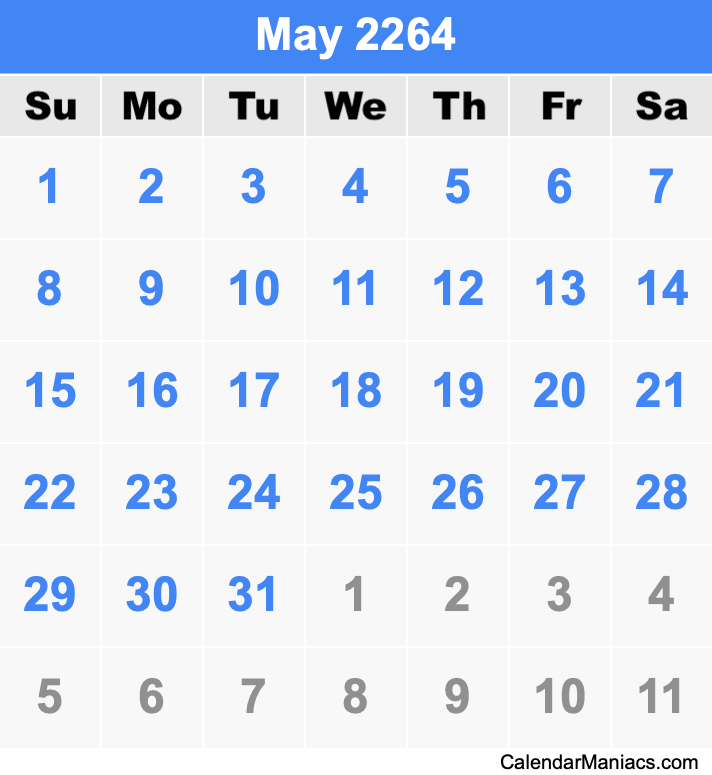 May 2264 Calendar
