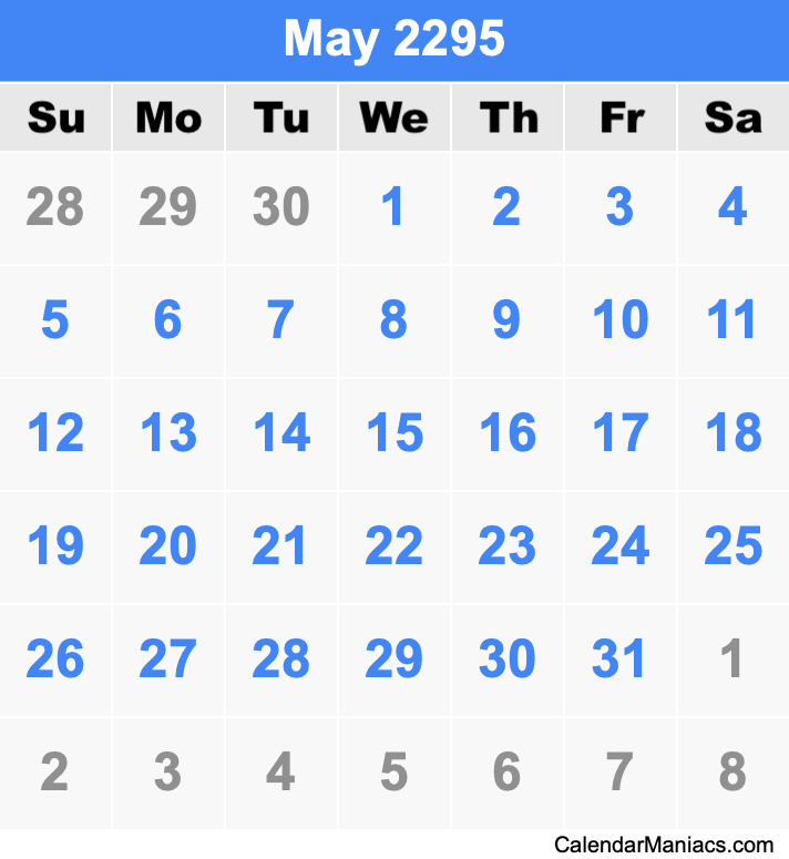 May 2295 Calendar