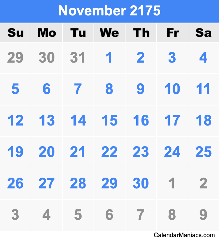 November 2175 Calendar