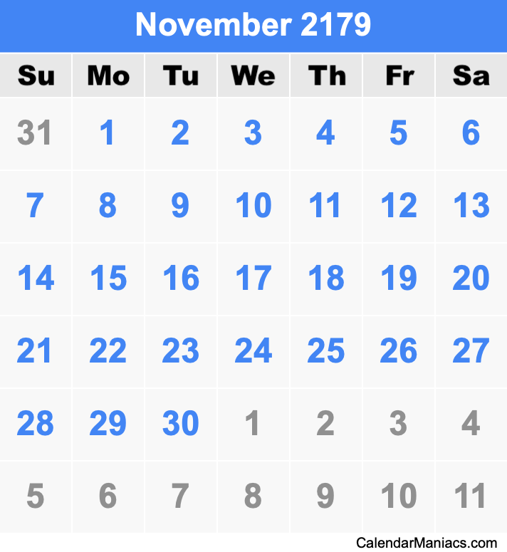 November 2179 Calendar