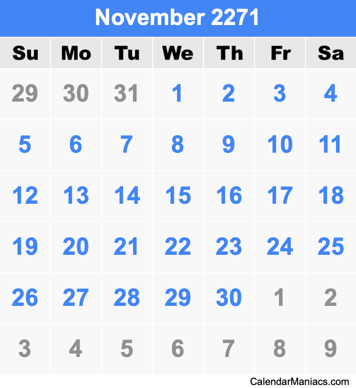 November 2271 Calendar