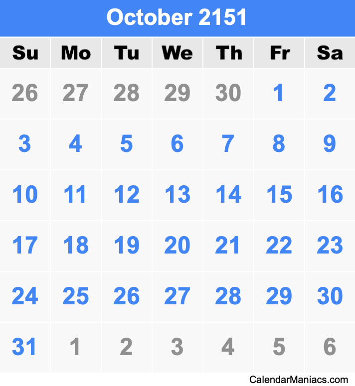 October 2151 Calendar
