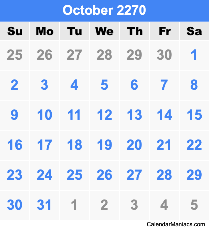 October 2270 Calendar