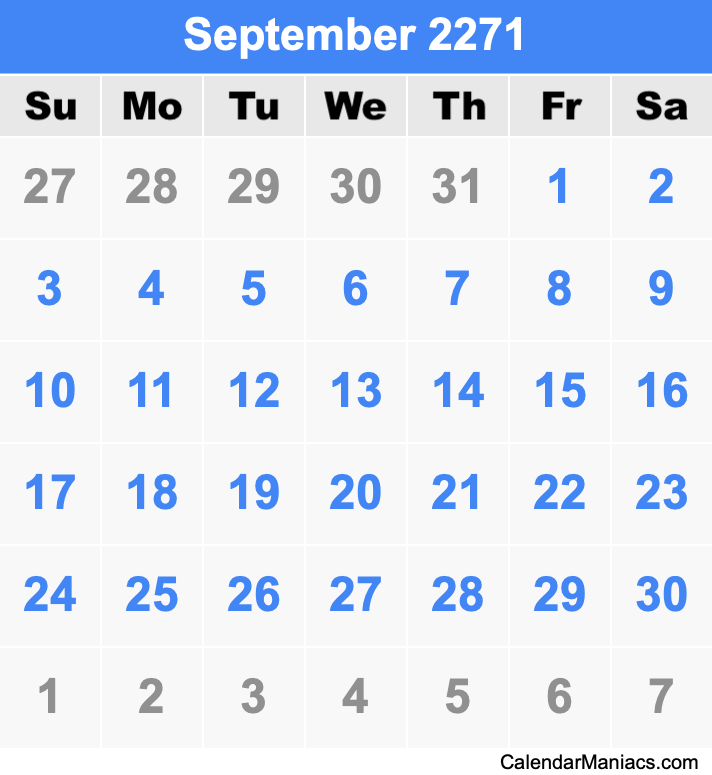 September 2271 Calendar