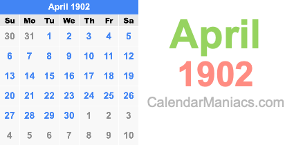 April 1902 Calendar April 1902