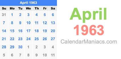 April 1963 Calendar
