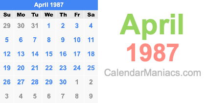 April 1987 Calendar