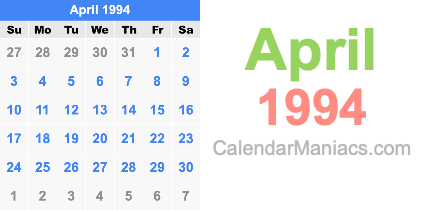 April 1994 Calendar