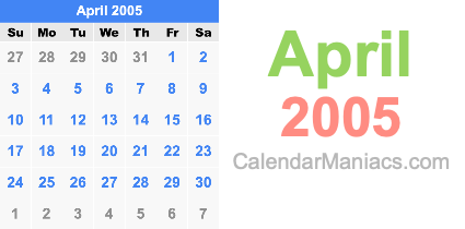 April 2005 Calendar