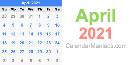 Work Days In April 2021 2024 towncentervb