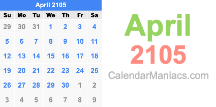 April 2105 Calendar April 2105