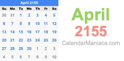 April 2155 Calendar April 2155