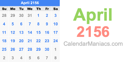 April 2156 Calendar April 2156