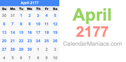 April 2177 Calendar April 2177