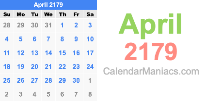 April 2179 Calendar April 2179