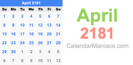 April 2181 Calendar April 2181