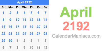 April 2192 Calendar April 2192